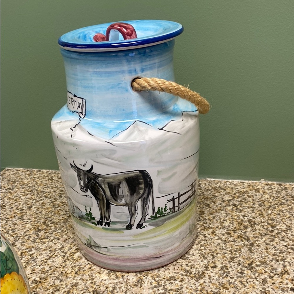 Hand-Painted Ceramic Milk Jug with Rope Handle